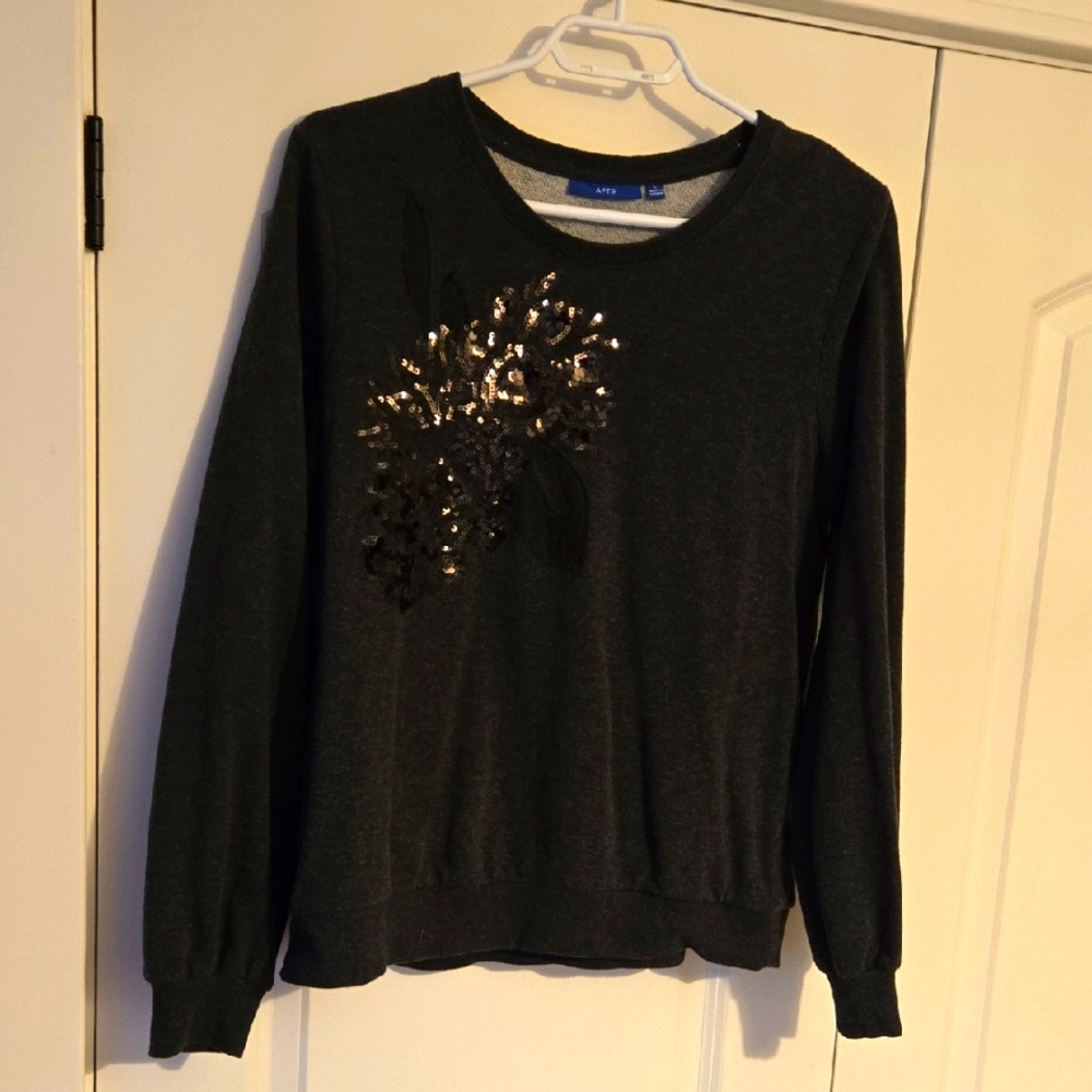 Apt. 9 Black Sequin Embellished Sweatshirt